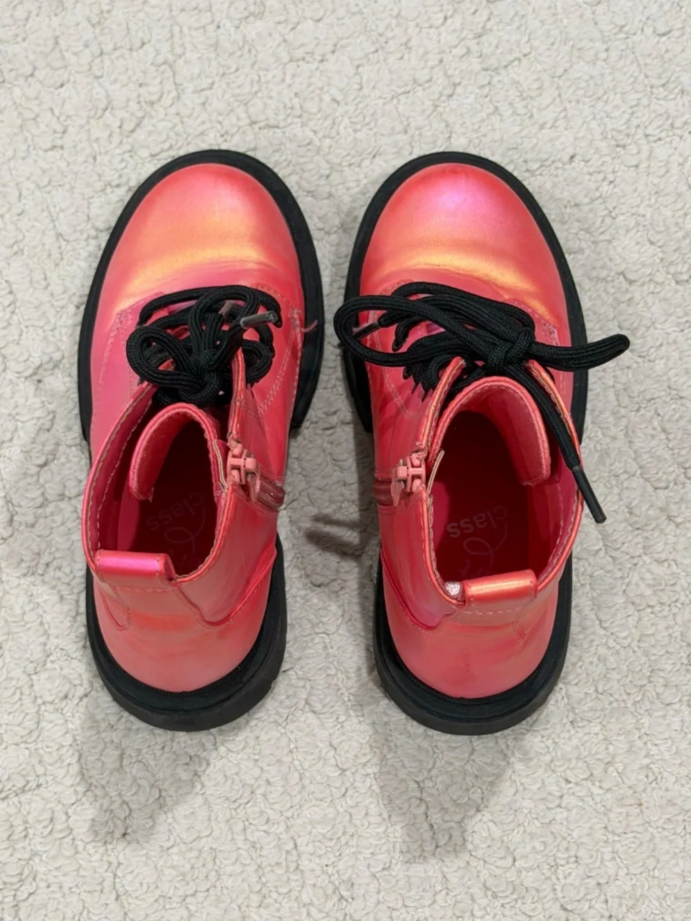 Kids Art Class Pink Iridescent Combat Boots Size 13